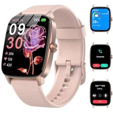 Smart Watches for Women Men with Bluetooth Call & AI Voice, 1.85" HD Pink