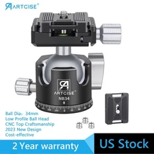 Low Profile Camera Tripod Ball Head, 34mm All Metal CNC Panorama Ball Head