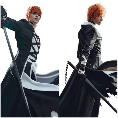 BLEACH - Kurosaki Ichigo Cosplay Costume Coat Outfits Halloween Carnival Suit