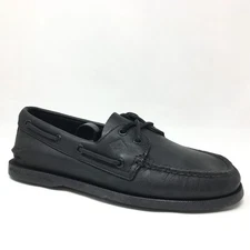 NEW Sperry Top-Sider Original Boat Shoes Sneakers Mens Size 7 Black Leather