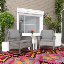 2 Piece Steel Frame Outdoor Rattan Rockers Cushions Patio Chairs