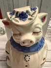 Vintage Shawnee USA Pottery  Winnie Pig Blue Collar Cookie Jar - 215