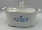 Vintage Corning Ware Blue Cornflower 3 Qt Casserole A-3-B w Pyrex Lid