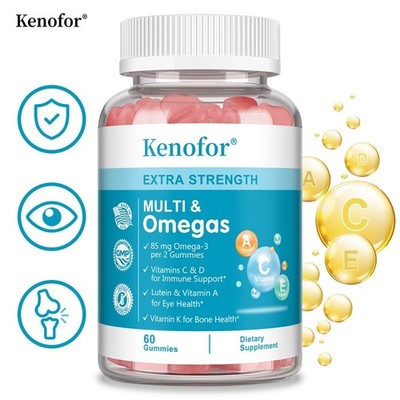 Adult Multivitamin Gummies with Omega-3,Lutein & Vitamins-Daily Wellness Support