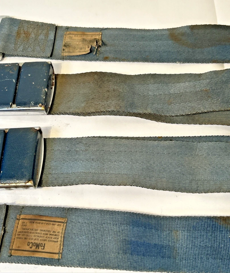 1963 1964 1965 Ford Deluxe Seat Belts Mustang Fairlane Galaxie Mercury Dark Blue - Image 3 of 4