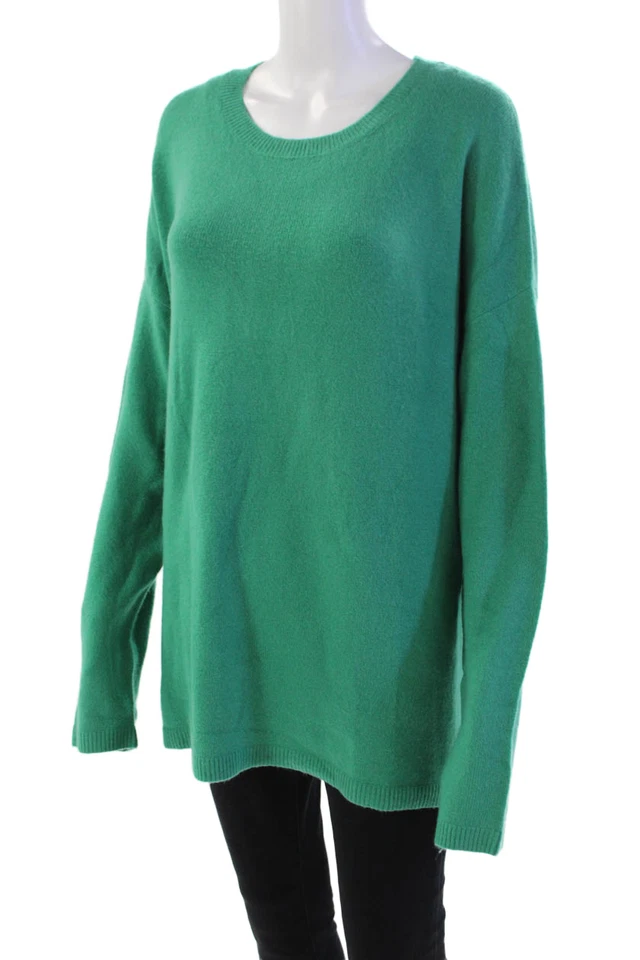 Suéter halógeno para mujer con lazo trasero cuello redondo lana verde selva talla extra grande Foto 2 de 4