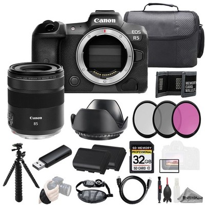 Canon EOS R5 + RF 85mm f/2 Macro IS STM Lens +32GB + Ext Bat+ 3 PC Filter- Kit