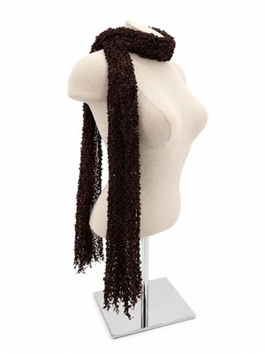Charming Charlie Brown Textured Knit Fringe Scarf Accessory Overlay Y2k Boho