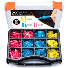 250 Pcs Heat Shrink Spade Connector Kit - Quick Disconnects