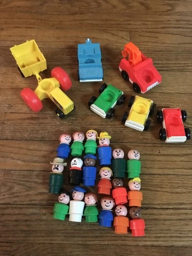 18, Vintage, Fisher Price, Plastic, Little People, Includes, Cars, Tractor, Etc.