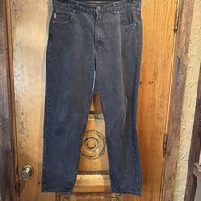 Carhartt B17 Jeans Relaxed Fit Tapered Leg 38 X 32 Black Denim Vintage USA Made