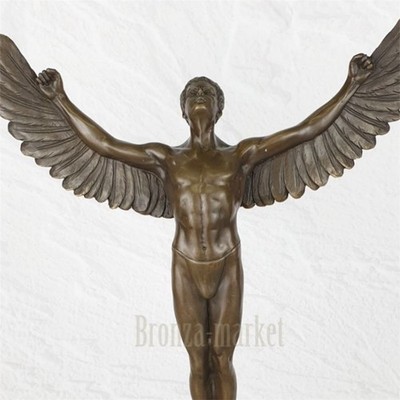 Bronze Statue Icarus Winged Sculpture Acbuy Decor Marble Sun Art Man Rare