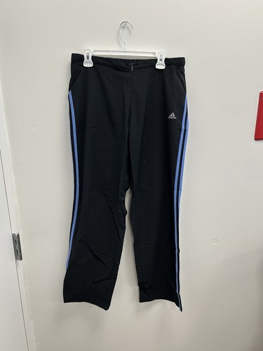 Adidas Trainingshose schwarz 3 Streifen Damen Größe Lg Taper Leg Reißverschlusstaschen