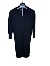 NWT Women’s A Dress Mongolian Cashmere V Neck Midi Black