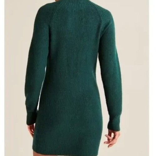 Nuevo sin etiquetas Vestido Suéter Tejido Abercrombie & Fitch Verde Esmeralda Cuello Simulado L Grande - Imagen 4 de 9