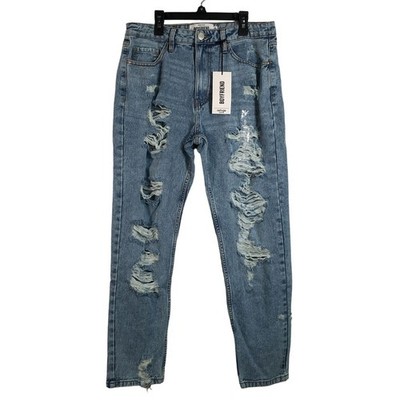 Women's Refuge Denim Boyfriend Mid Rise Distressed Jean, Size 9 - Light Blue