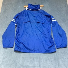 VTG Asics Tiger Windbreaker Jacket Mens L Blue Mock Neck Performance Zip