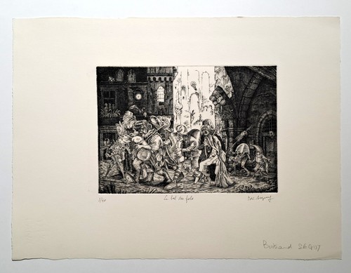 Bertrand SEGUY - Le bal des fols. Gravure originale, signée par l'artiste - Bild 2 von 3
