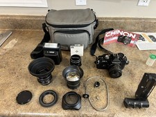 Chinon CE-4 35mm SLR w/ 50mm 28mm, 3 Lenses Filters Strap Bag JAPAN, EXC  