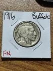 1916 P Buffalo Nickel Nice FN Fine Better Date Coin (Raw14153) T
