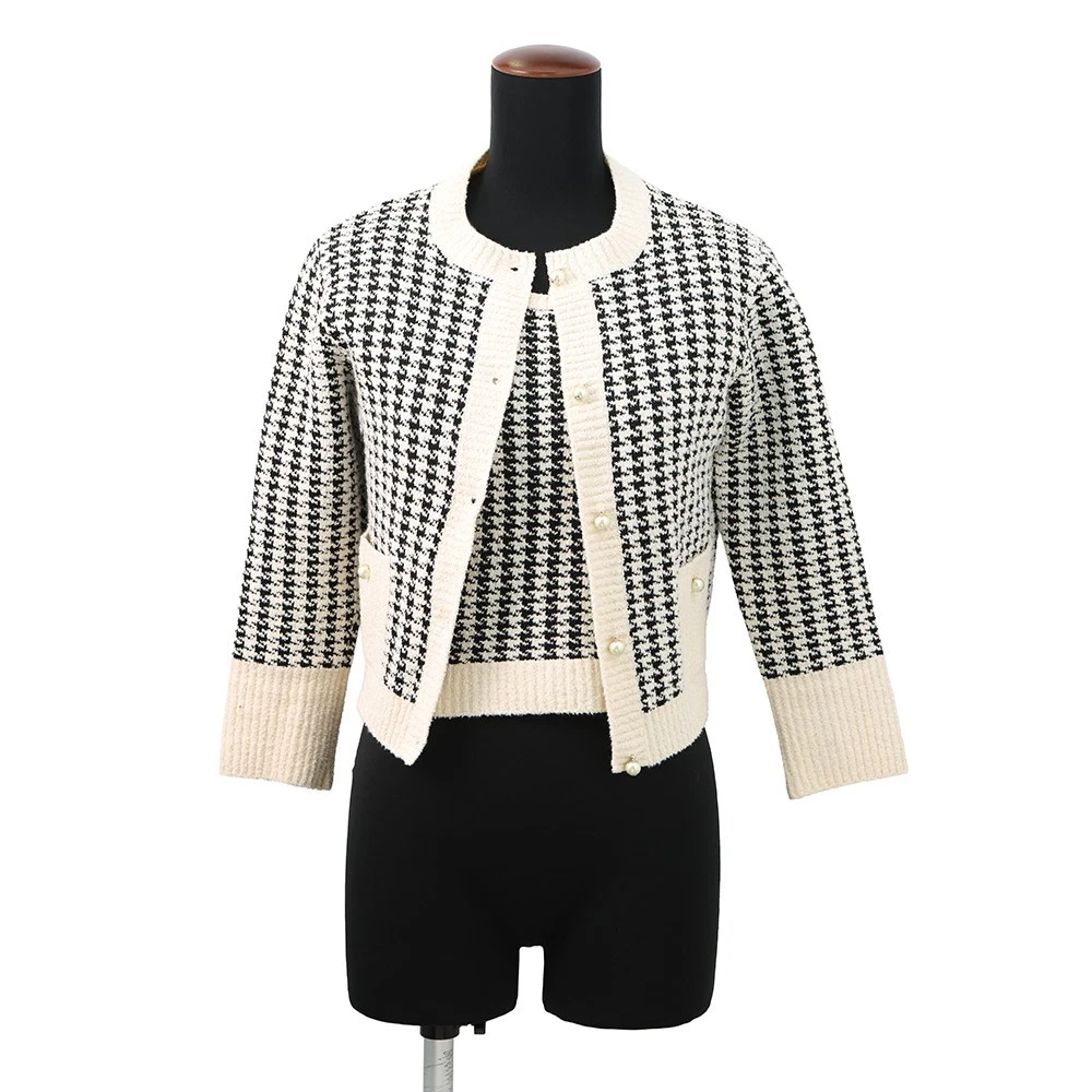 Dior — Dior Houndstooth Ensemble Size 34 Cotton35%/Polyester28%/Nylon19% White/Blac...