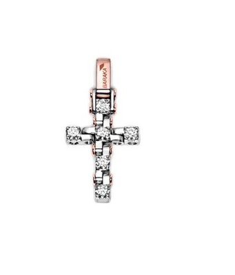 BARAKA Men's CR245061BRDB000150 White & Rose Gold White Diamonds Cross Pendant