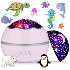 360° Rotating Night Light Star Projector for Kids Room, 2 in 1 Starry Sky and...