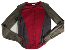 Carven Womens Cardigan Sweater Size L Colorblock Button-Up Long Sleeve NWT