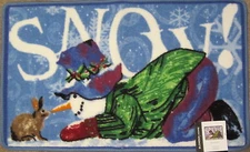 Christmas Bathmat Rug Blonder Home Snow Season Snowman Rabbit