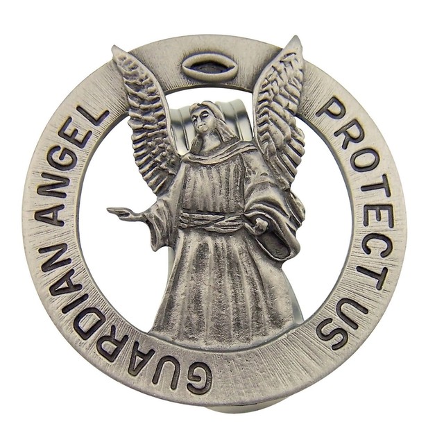 Religious Gifts Guardian Angel Protect Us Pewter Auto Car Visor Clip ,1