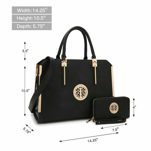 Dasein Women Faux Leather Briefcase Fashion Work Handbag Purse Tote with Wallet - Picture 20 of 89