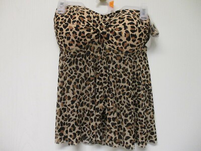 Rona Sol Size M Leopard Sheer Tankini 