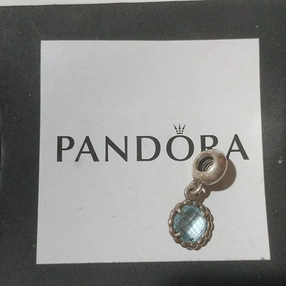 Pandora Retired Sterling Silver Cool Breeze Dangle Bead with Blue Topaz - 791021 - Image 2 of 3