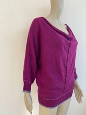M by Michael Stars Women's Size 1 S/M Plum 3/4 Sleeve Scoop Rolled Neck Sweater