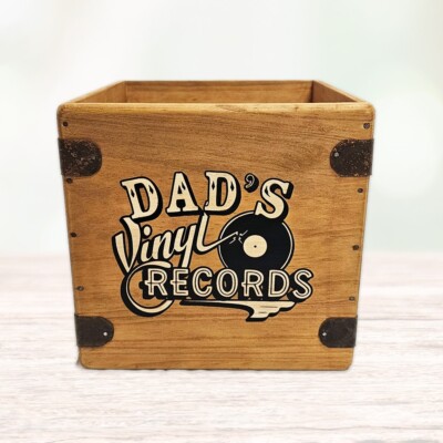 Dads Record Box 7'' Single Boxes Wooden Vinyl Crate