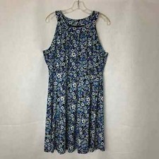 Tommy Hilfiger Band Collar Blue and White Floral Dress Size 14
