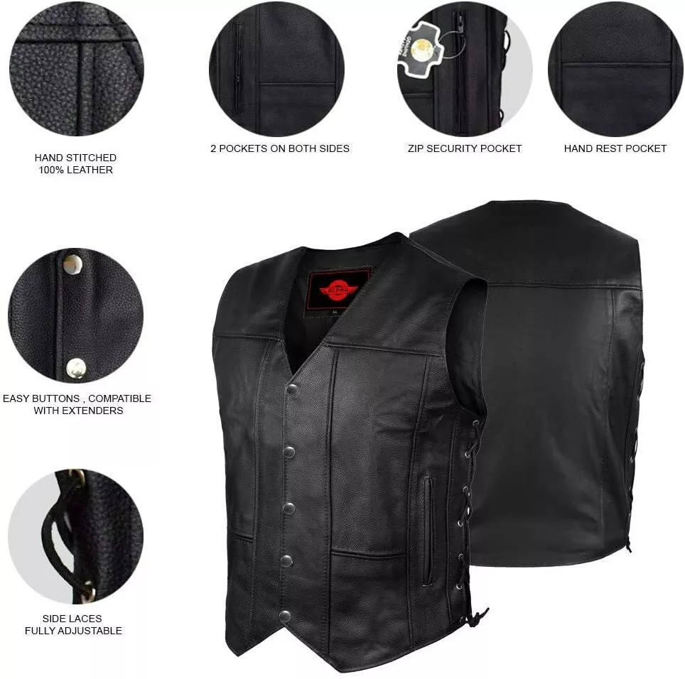 Legendary Reaper Vest  Leather Motorcycle Vest with Gun Pockets