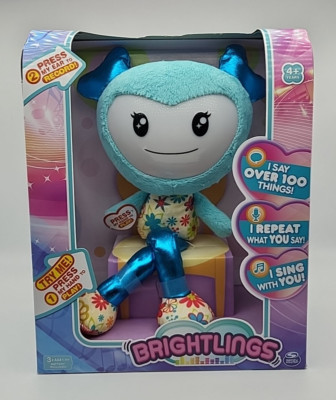 Brightlings Interactive Singing Talking Recording Approx 15'' Doll Teal/blue *NEW