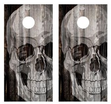 Gothic Skull Barnwood Cornhole Board Wraps wFREE LAMINATION 1636