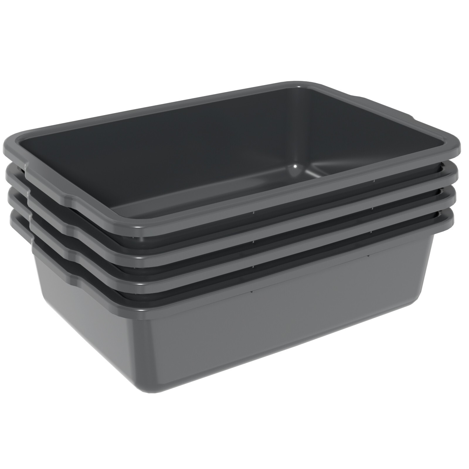 Idotry 32L Large Commercial Bus Utility Box, Wash Basin Tub, Dark Gray, 4 Pack
