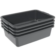 Idotry 32L Large Commercial Bus Utility Box, Wash Basin Tub, Dark Gray, 4 Pack