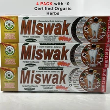 MISWAK Toothpaste 4 Pack 5 in 1 Essential 100% Fluoride Free & Vegetable Base