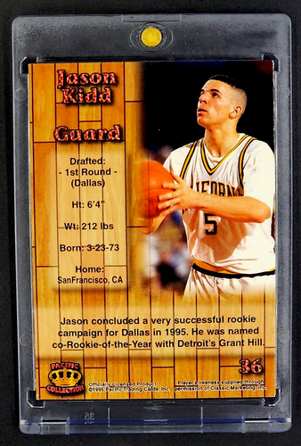 1995 1995-96 Pacific Prisms Base #36 Jason Kidd Rookie RC HOF Dallas Mavericks - Picture 2 of 10
