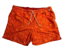 Lands End Men Lined 6in Orange Volley Shorts Swim Trunks UPF 50 Swimwear XXL New