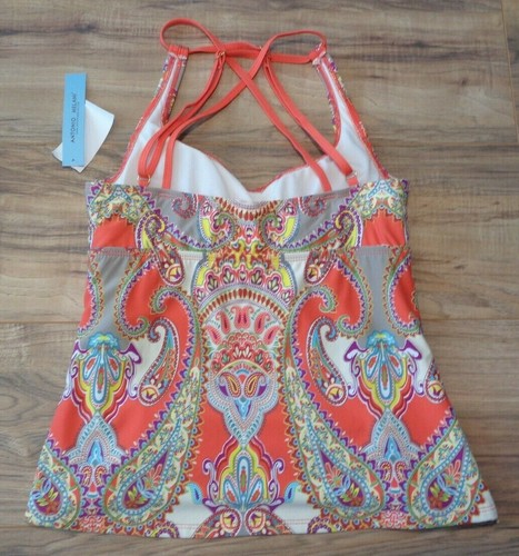 Antonio Melani Size Small PILLOW PAISLEY Red Glow New Women's Tankini Swim Top - Picture 4 of 12