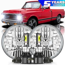 7 Inch Led Headlight Round Original Classic Look Conversion Chrome Pair 7 Inch Led Headlight Round Original Classic Look Conversion Chrome Pair