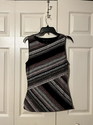 White House Black Market Bias-Stripe Shell Size Small NEW