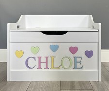 Wooden Toy Box Name and Shapes - Any Name Colour Sign Toy Box Not Inlcuded