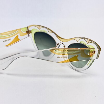 Miu Miu SMU 07P Swirl Sunglasses Transparent Green Yellow  display picture 2