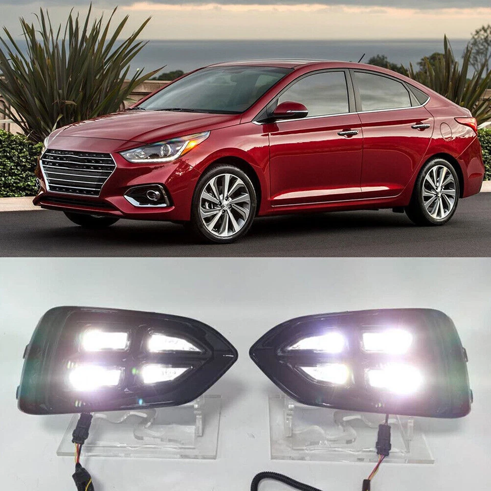 2 piezas para parachoques delantero Hyundai Accent luz LED modificada DRL 2018-2022 Foto 3 de 4